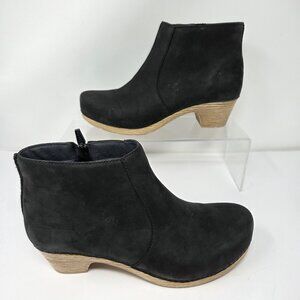 Dansko Maria Black Nubuck Ankle Boots Women's 40 US 9.5 - 10 Leather Ankle Zip